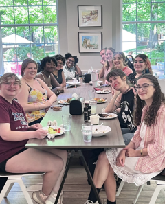 Rax king, students and faculty in the Department of English eating together at McEwen dining hall. 